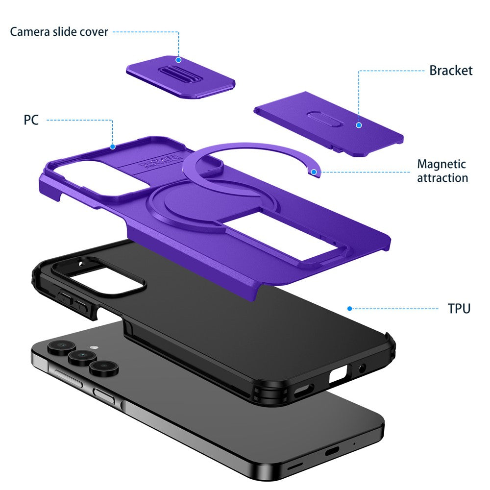 For Samsung Galaxy A16 5G / 4G Case Kickstand Camera Slider PC + TPU Phone Cover Compatible with MagSafe