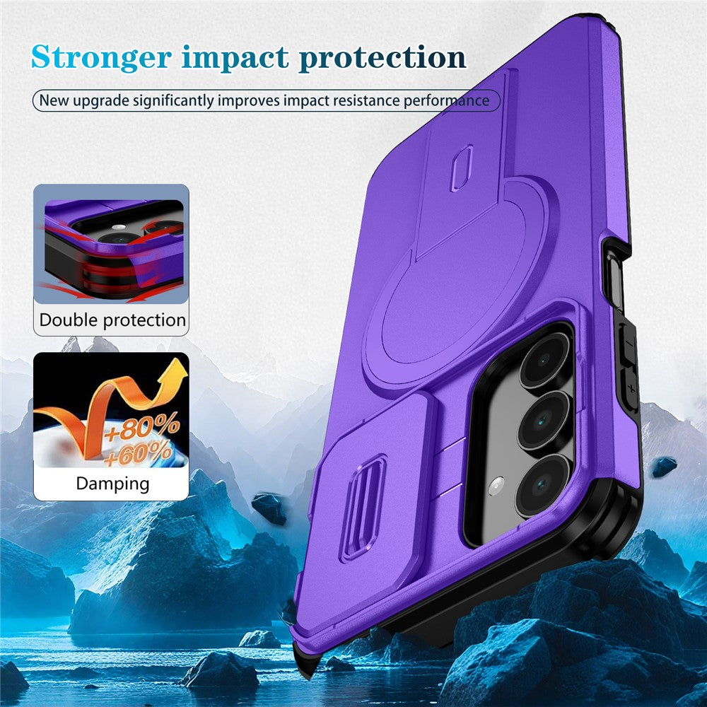 For Samsung Galaxy A16 5G / 4G Case Kickstand Camera Slider PC + TPU Phone Cover Compatible with MagSafe