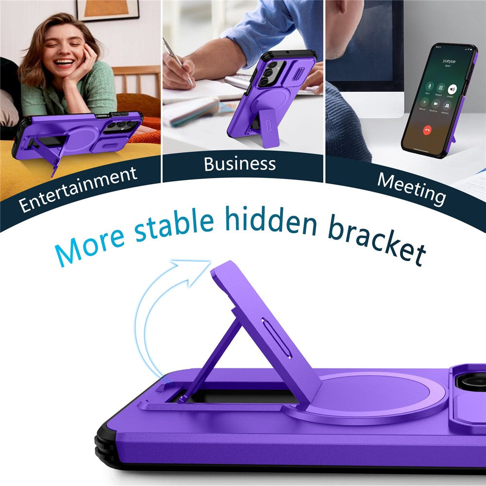 For Samsung Galaxy A16 5G / 4G Case Kickstand Camera Slider PC + TPU Phone Cover Compatible with MagSafe