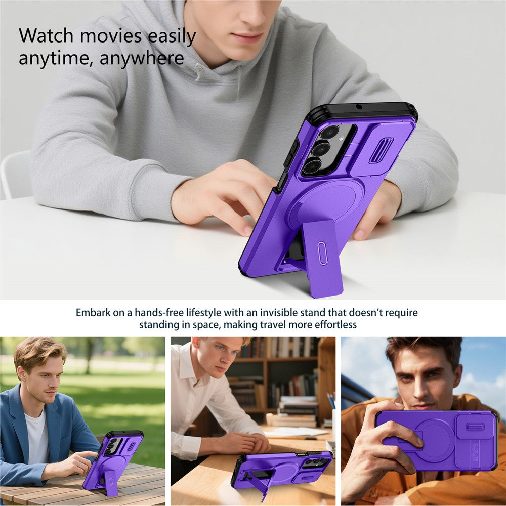 For Samsung Galaxy A16 5G / 4G Case Kickstand Camera Slider PC + TPU Phone Cover Compatible with MagSafe