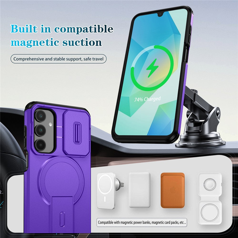 For Samsung Galaxy A16 5G / 4G Case Kickstand Camera Slider PC + TPU Phone Cover Compatible with MagSafe