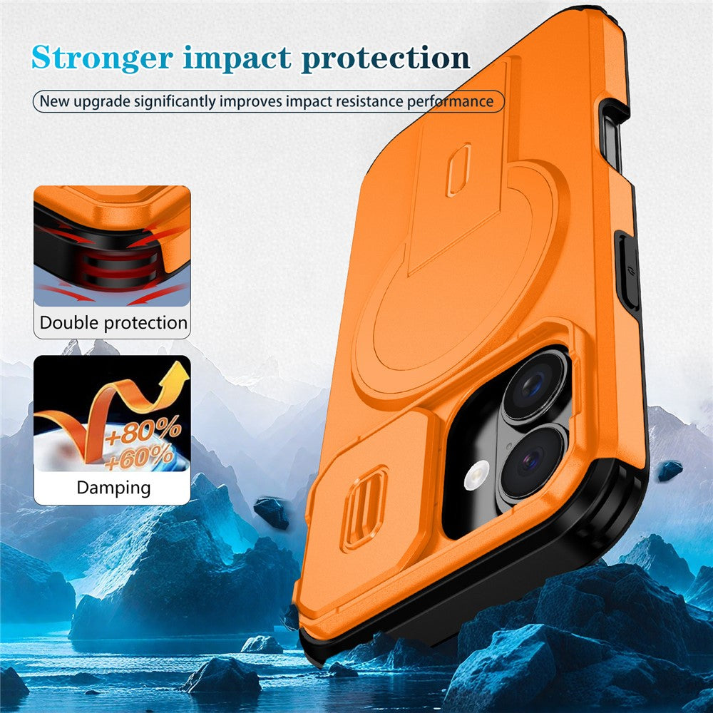 For iPhone 16 Case Kickstand Camera Slider PC + TPU Phone Cover Compatible with MagSafe