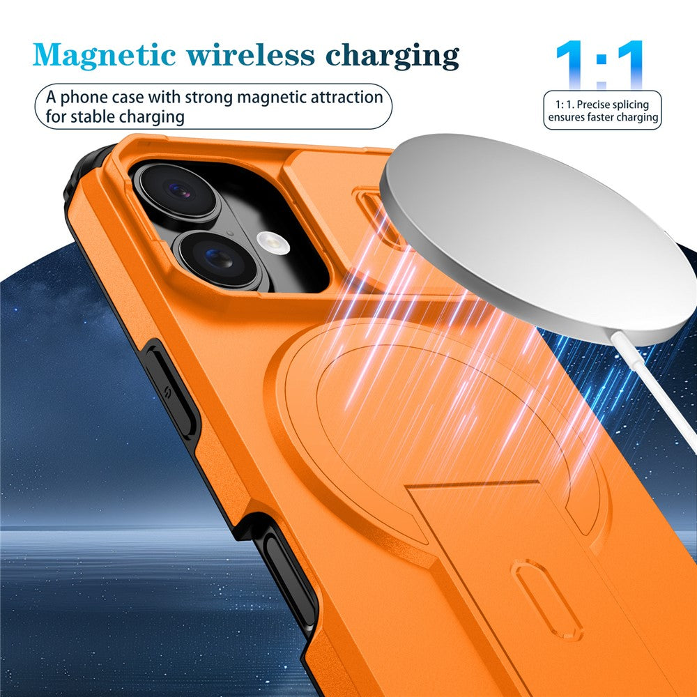 For iPhone 16 Case Kickstand Camera Slider PC + TPU Phone Cover Compatible with MagSafe