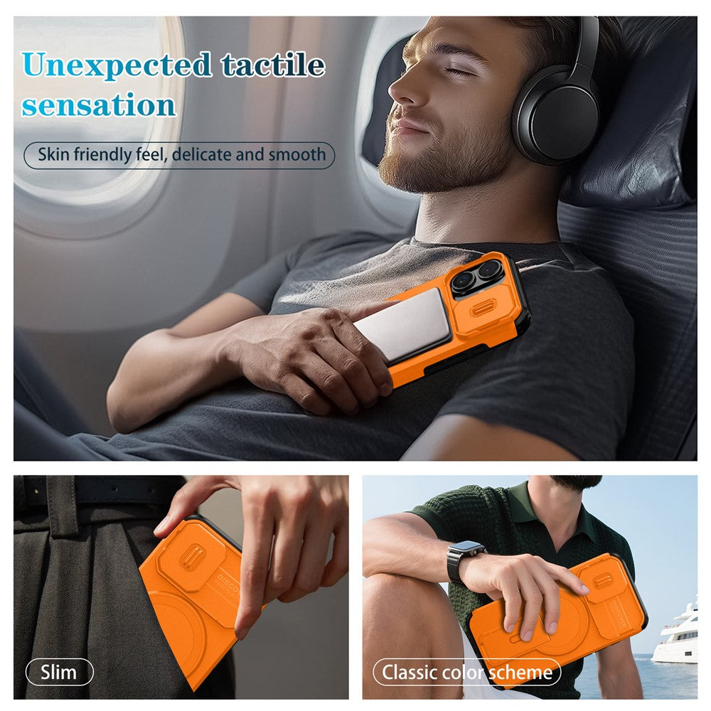 For iPhone 16 Case Kickstand Camera Slider PC + TPU Phone Cover Compatible with MagSafe