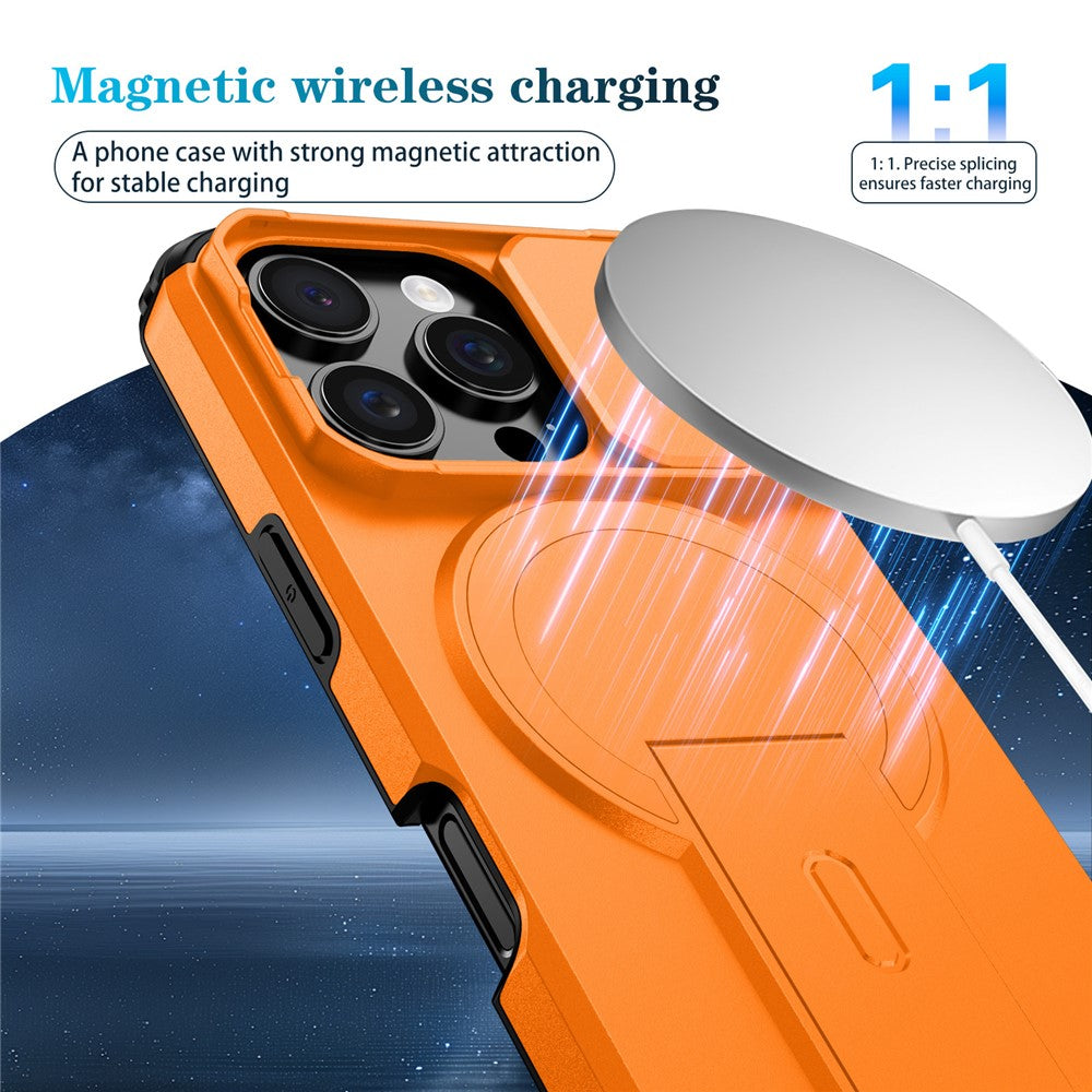 For iPhone 16 Pro Case Kickstand Camera Slider PC + TPU Phone Cover Compatible with MagSafe
