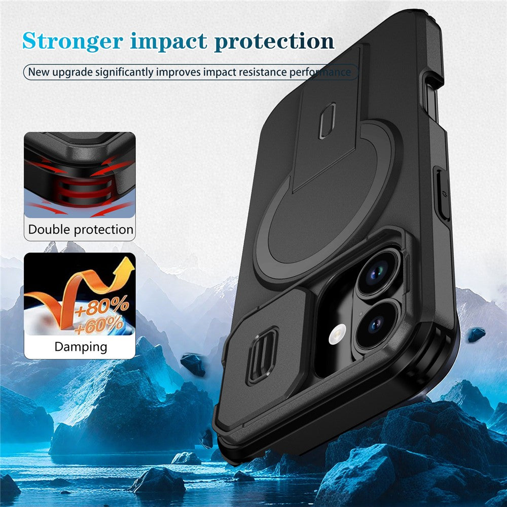 For iPhone 17 Case Kickstand Camera Slider PC + TPU Phone Cover Compatible with MagSafe