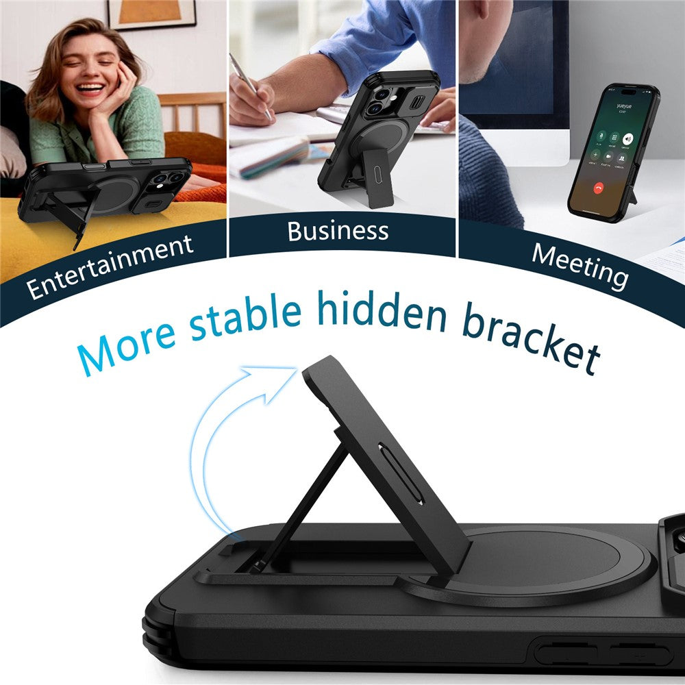 For iPhone 17 Case Kickstand Camera Slider PC + TPU Phone Cover Compatible with MagSafe