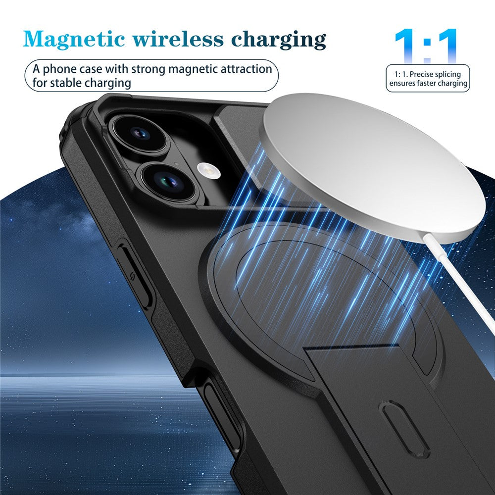 For iPhone 17 Case Kickstand Camera Slider PC + TPU Phone Cover Compatible with MagSafe
