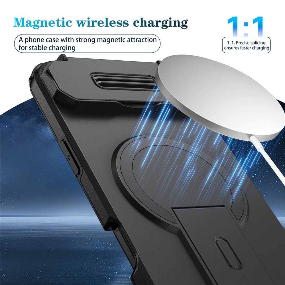 For iPhone Air Case Kickstand Camera Slider PC + TPU Phone Cover Compatible with MagSafe