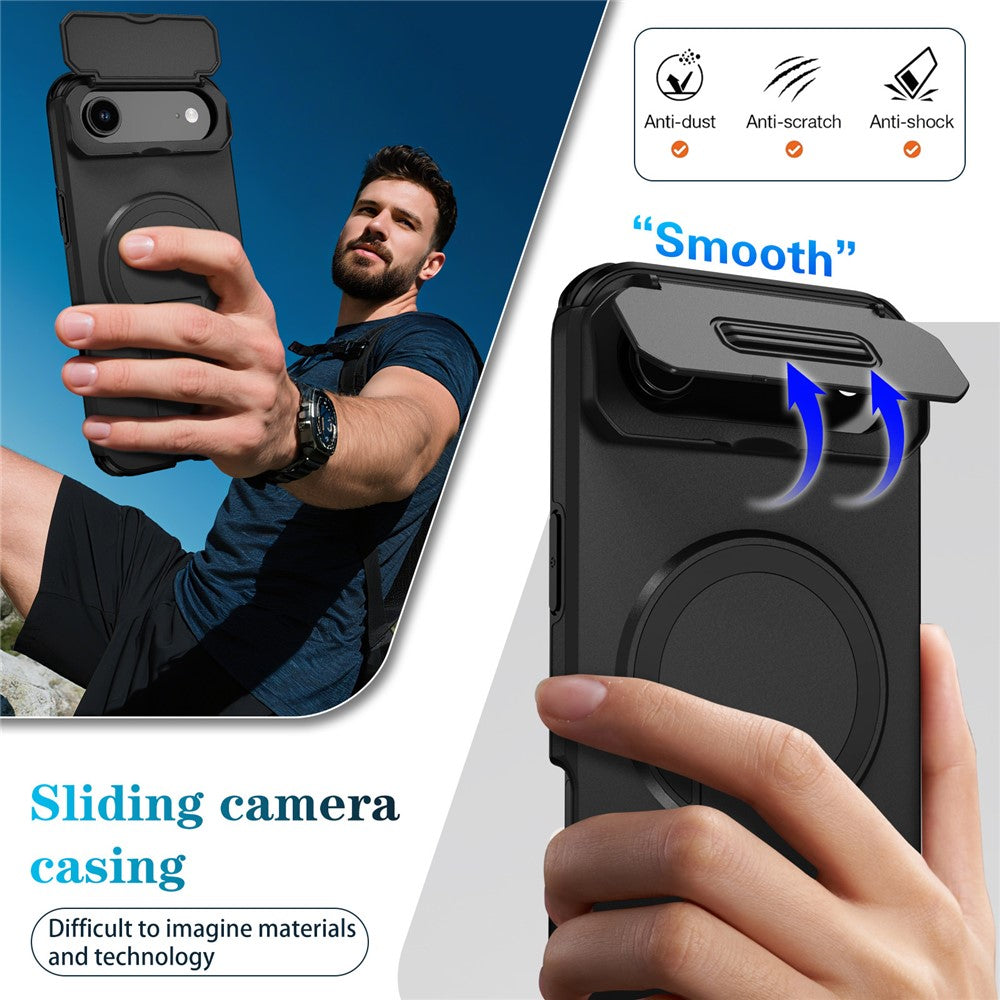 For iPhone Air Case Kickstand Camera Slider PC + TPU Phone Cover Compatible with MagSafe