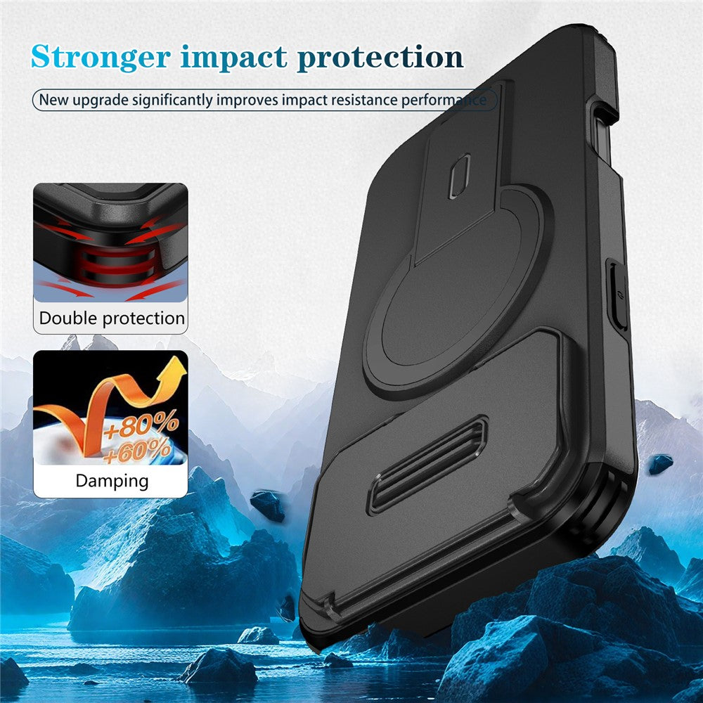 Coque pour iPhone 17 Pro avec support intégré, glissière pour appareil photo, en PC et TPU, compatible MagSafe