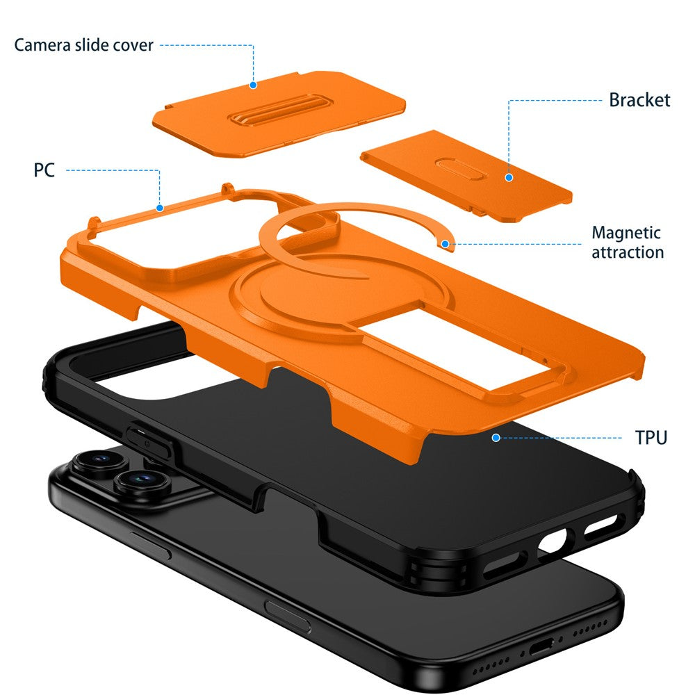 For iPhone 17 Pro Max Case Kickstand Camera Slider PC + TPU Phone Cover Compatible with MagSafe
