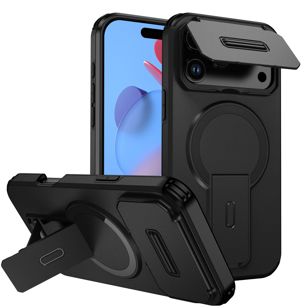 For iPhone 17 Pro Max Case Kickstand Camera Slider PC + TPU Phone Cover Compatible with MagSafe