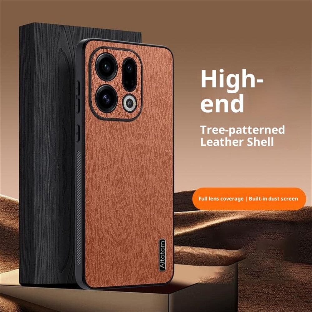 For Oppo Find X9 5G Case Wood Texture PU Leather Coated PC TPU Phone Cover