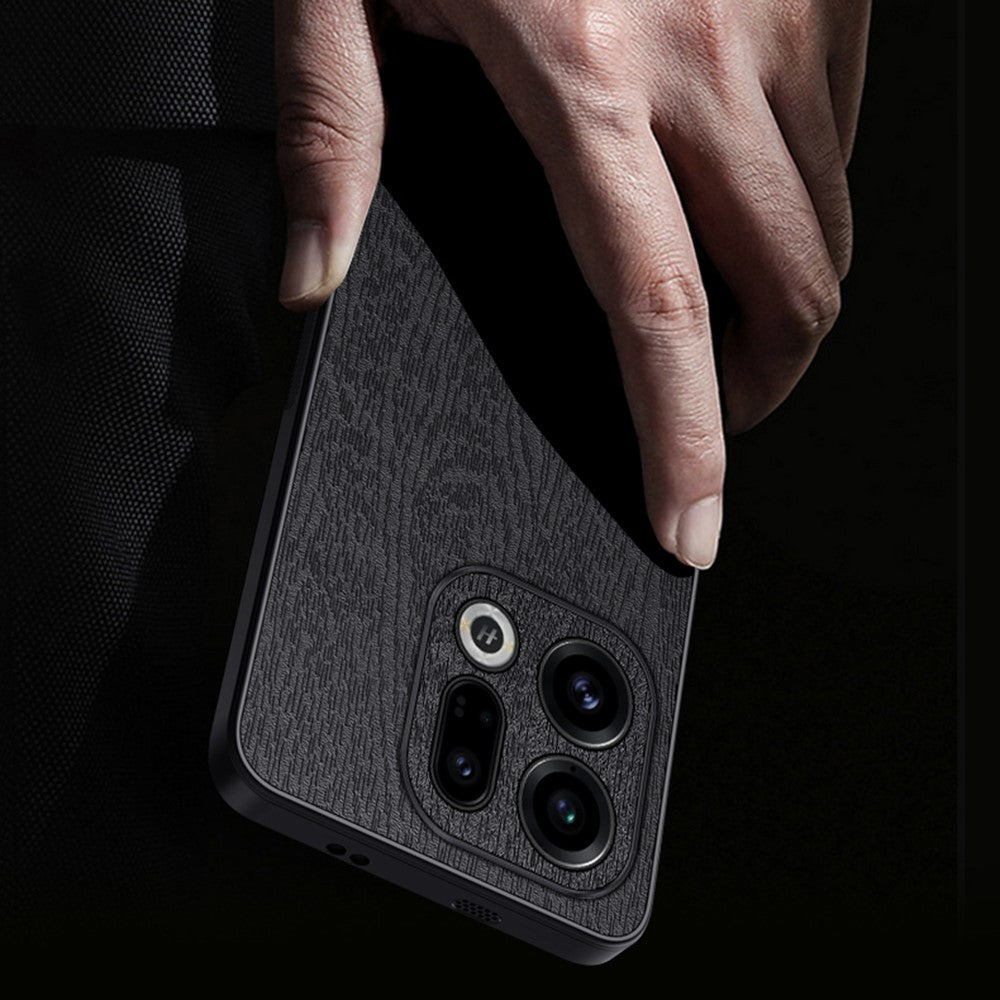 For Oppo Find X9 5G Case Wood Texture PU Leather Coated PC TPU Phone Cover