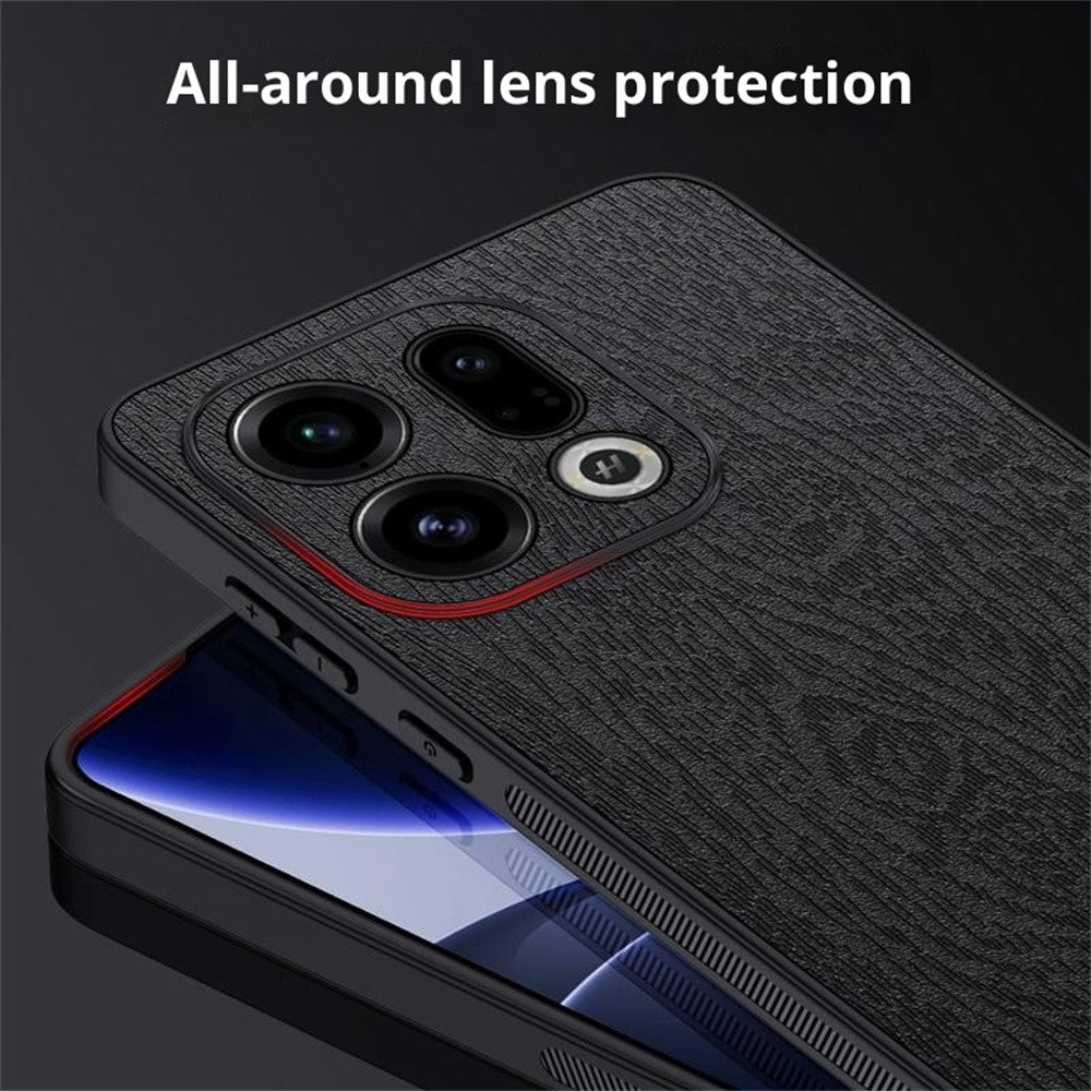 For Oppo Find X9 5G Case Wood Texture PU Leather Coated PC TPU Phone Cover