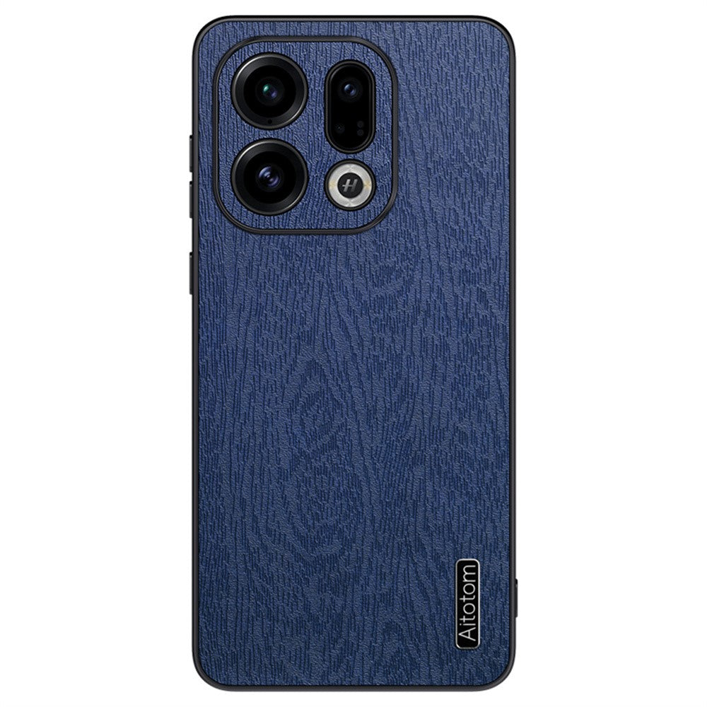 For Oppo Find X9 5G Case Wood Texture PU Leather Coated PC TPU Phone Cover