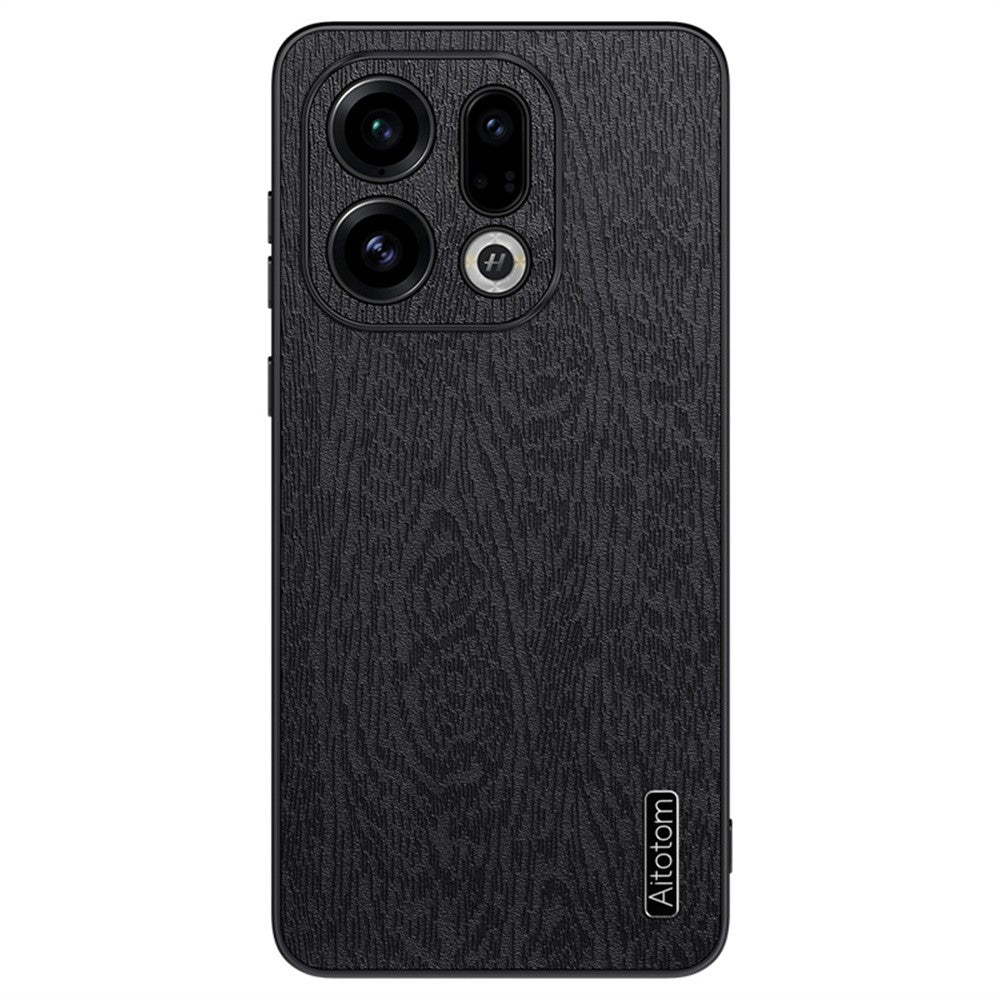 For Oppo Find X9 5G Case Wood Texture PU Leather Coated PC TPU Phone Cover