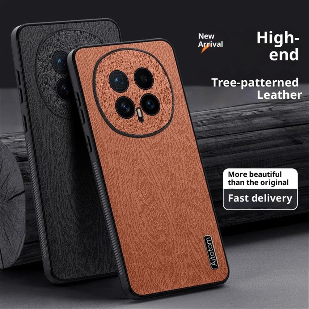 For Honor Magic8 5G Case Wood Texture PU Leather Coated PC TPU Phone Cover