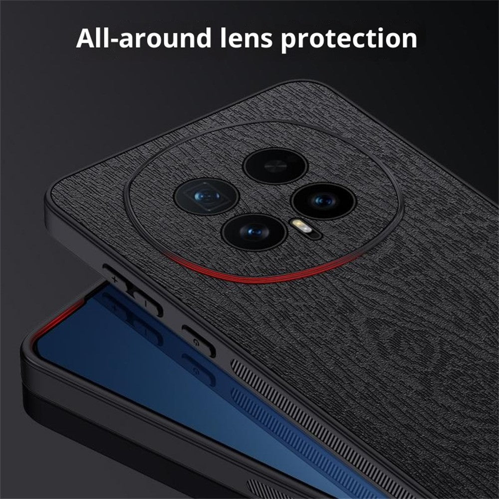 For Honor Magic8 5G Case Wood Texture PU Leather Coated PC TPU Phone Cover