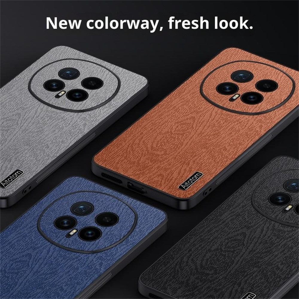 For Honor Magic8 5G Case Wood Texture PU Leather Coated PC TPU Phone Cover