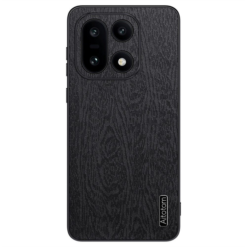 For OnePlus 15 5G Case Wood Texture PU Leather Coated PC TPU Phone Cover