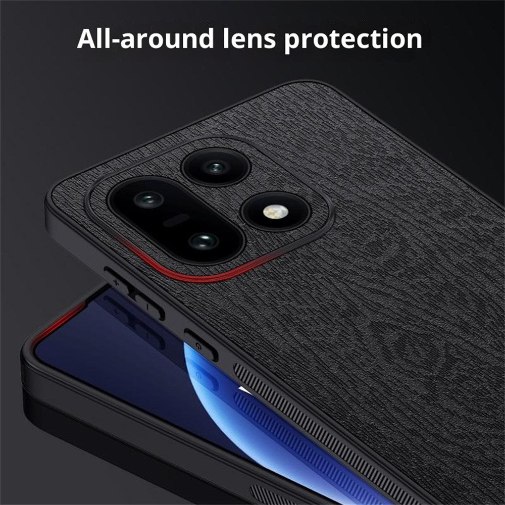 For OnePlus 15 5G Case Wood Texture PU Leather Coated PC TPU Phone Cover