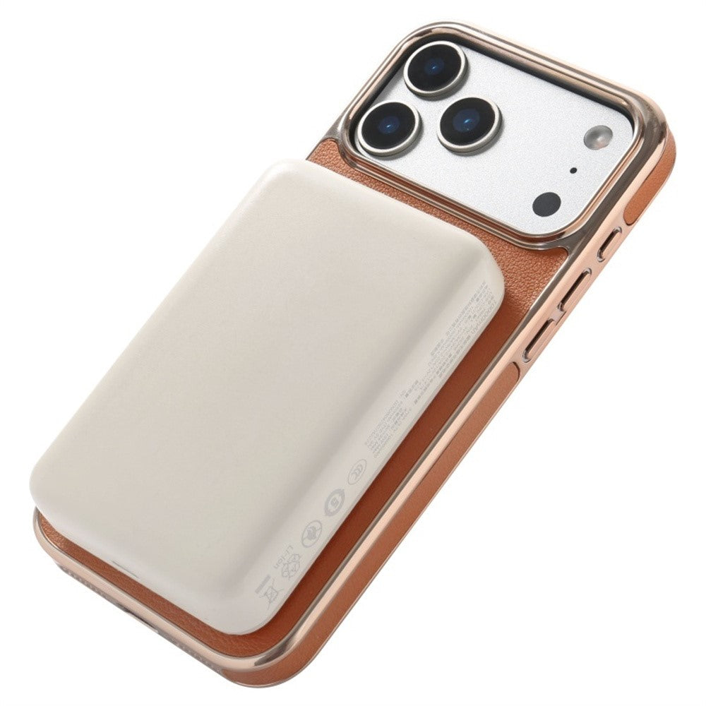 For iPhone 17 Pro Max Case Compatible with MagSafe Electroplated Leather Back Phone Cover with Hollow Logo Hole
