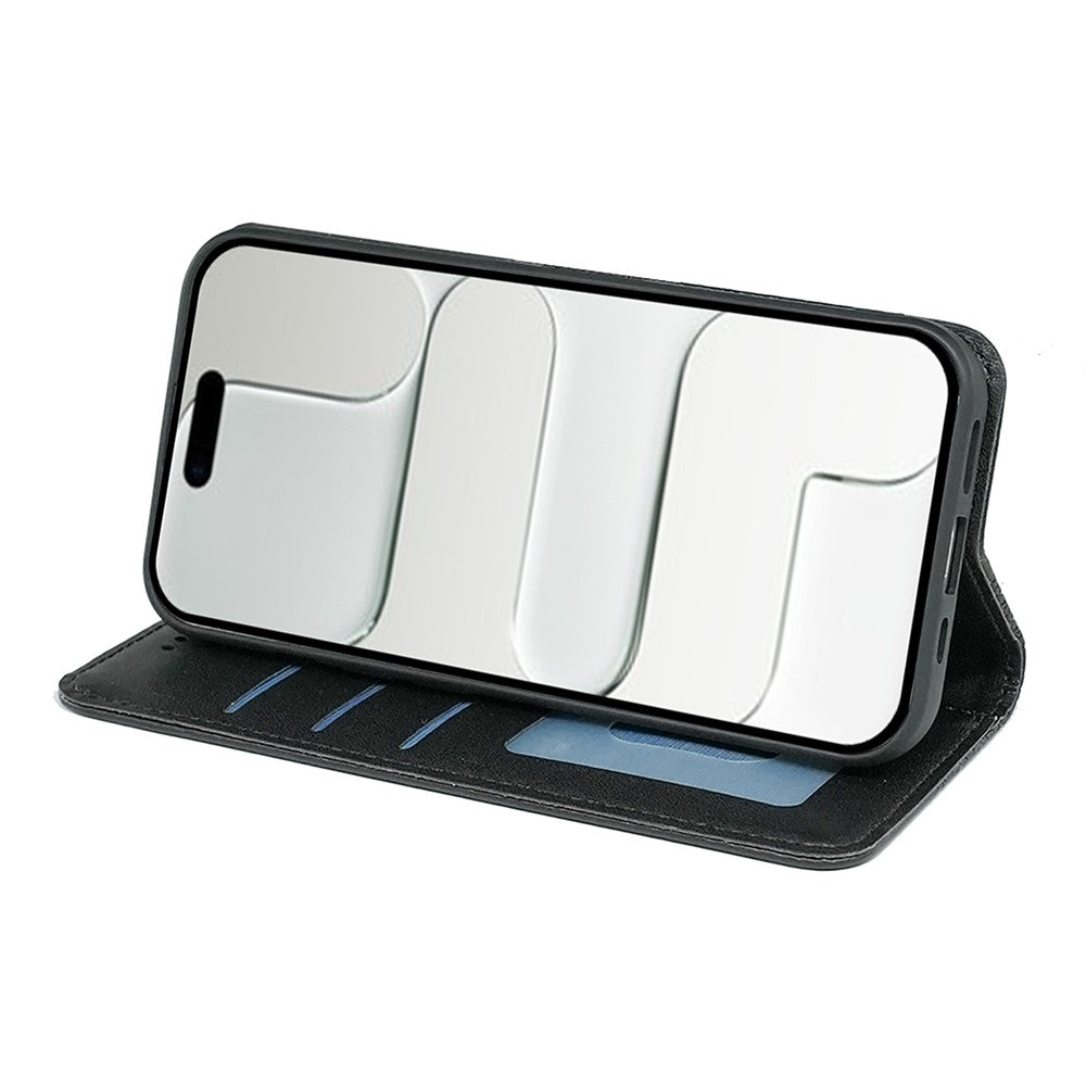 For iPhone Air Wallet Phone Case Checkered Pattern Imprint Leather Flip Cover with Wrist Strap