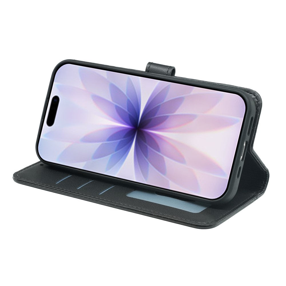 For iPhone 17 Wallet Case Magnetic Snap Leather Phone Cover with Strap