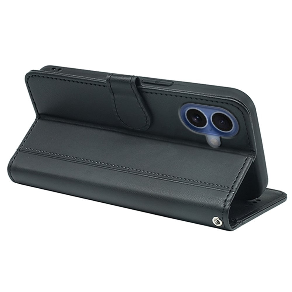 For iPhone 17 Wallet Case Magnetic Snap Leather Phone Cover with Strap