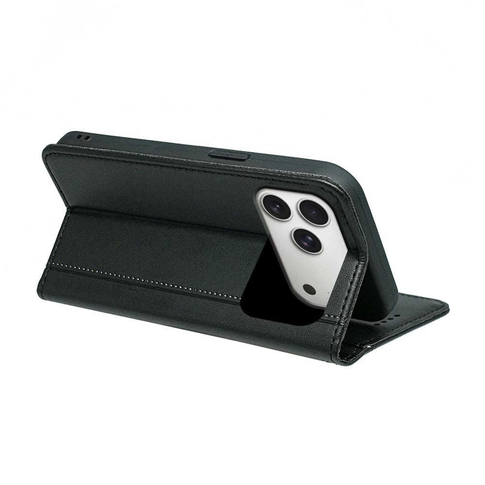 For iPhone 17 Pro Wallet Case Magnetic Closing PU Leather Phone Cover with Wrist Strap