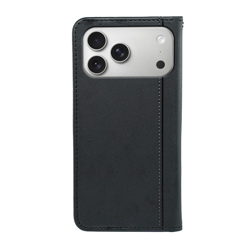 For iPhone 17 Pro Wallet Case Magnetic Closing PU Leather Phone Cover with Wrist Strap