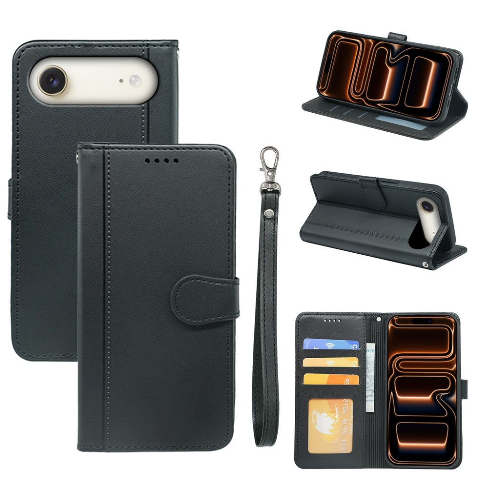 For iPhone Air Wallet Case Magnetic Snap Leather Phone Cover with Strap