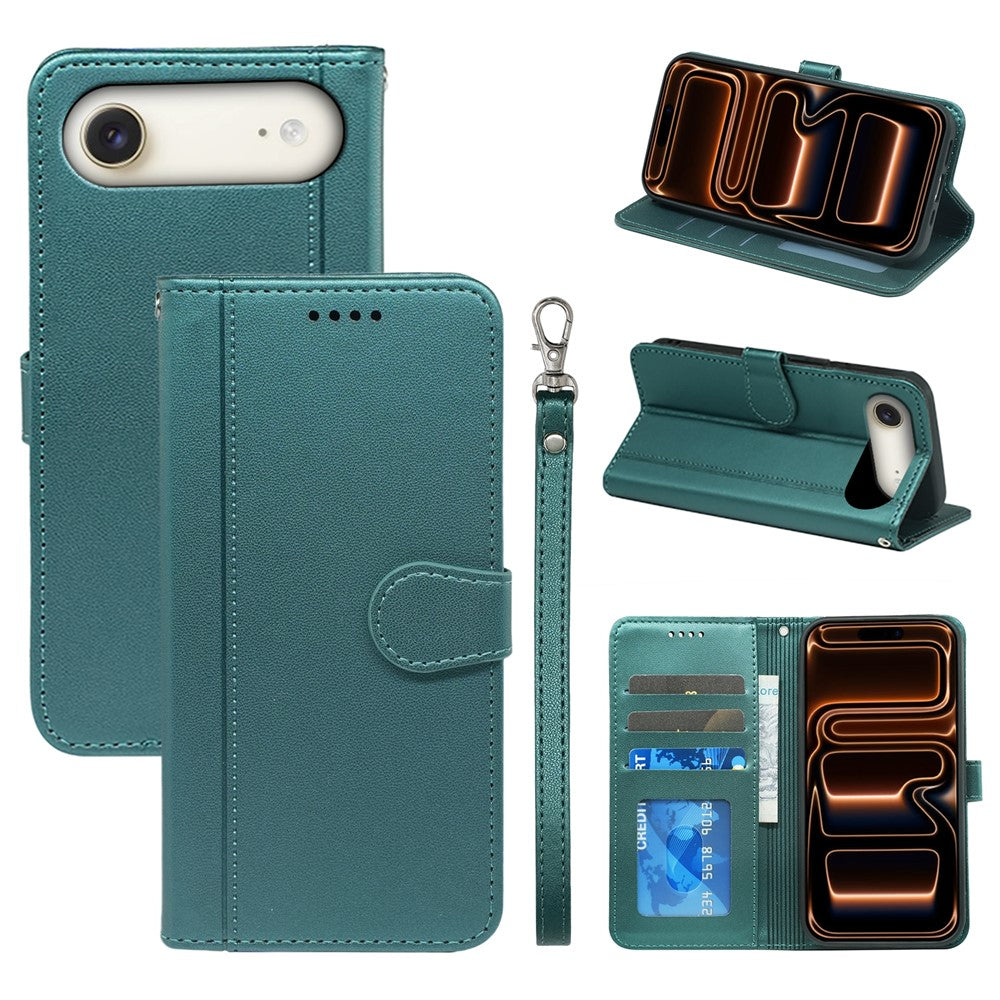 For iPhone Air Wallet Case Magnetic Snap Leather Phone Cover with Strap