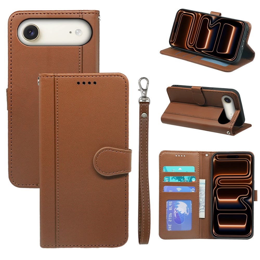 For iPhone Air Wallet Case Magnetic Snap Leather Phone Cover with Strap