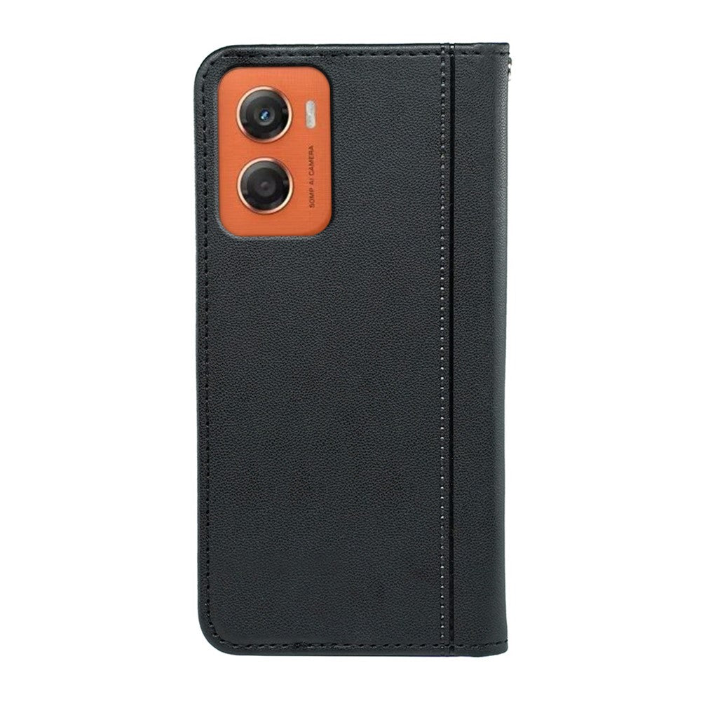 For Motorola Moto G06 4G Wallet Case Magnetic Closing PU Leather Phone Cover with Wrist Strap