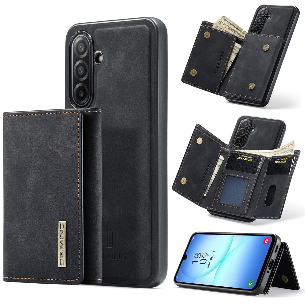 DG.MING M1 Series for Samsung Galaxy A17 5G  /  4G Case Kickstand PU Phone Cover with Detachable Wallet