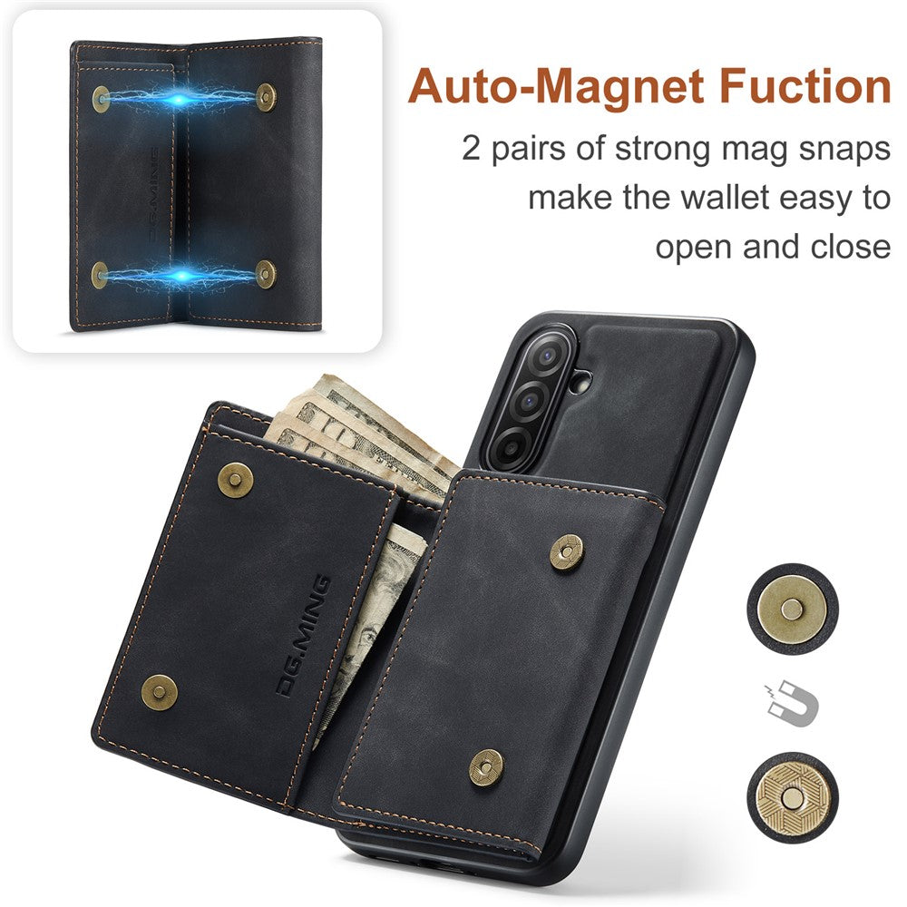 DG.MING M1 Series for Samsung Galaxy A17 5G  /  4G Case Kickstand PU Phone Cover with Detachable Wallet