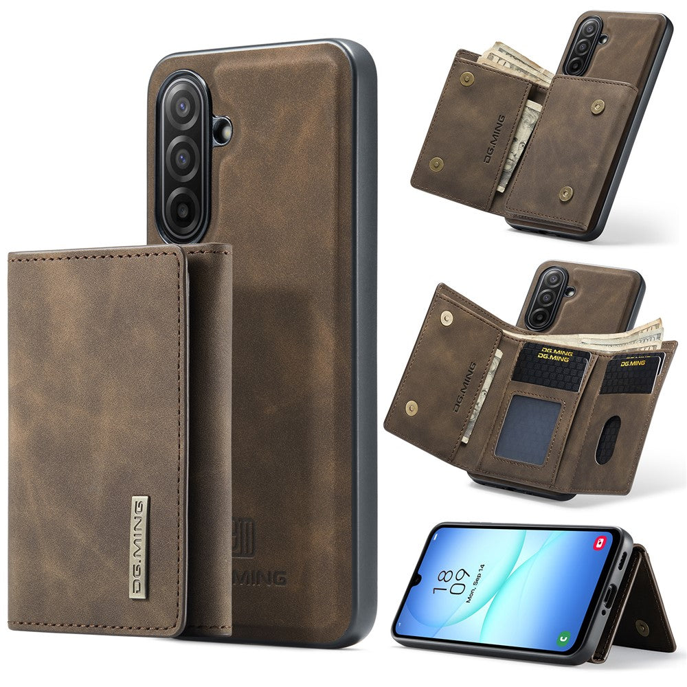 DG.MING M1 Series for Samsung Galaxy A17 5G  /  4G Case Kickstand PU Phone Cover with Detachable Wallet