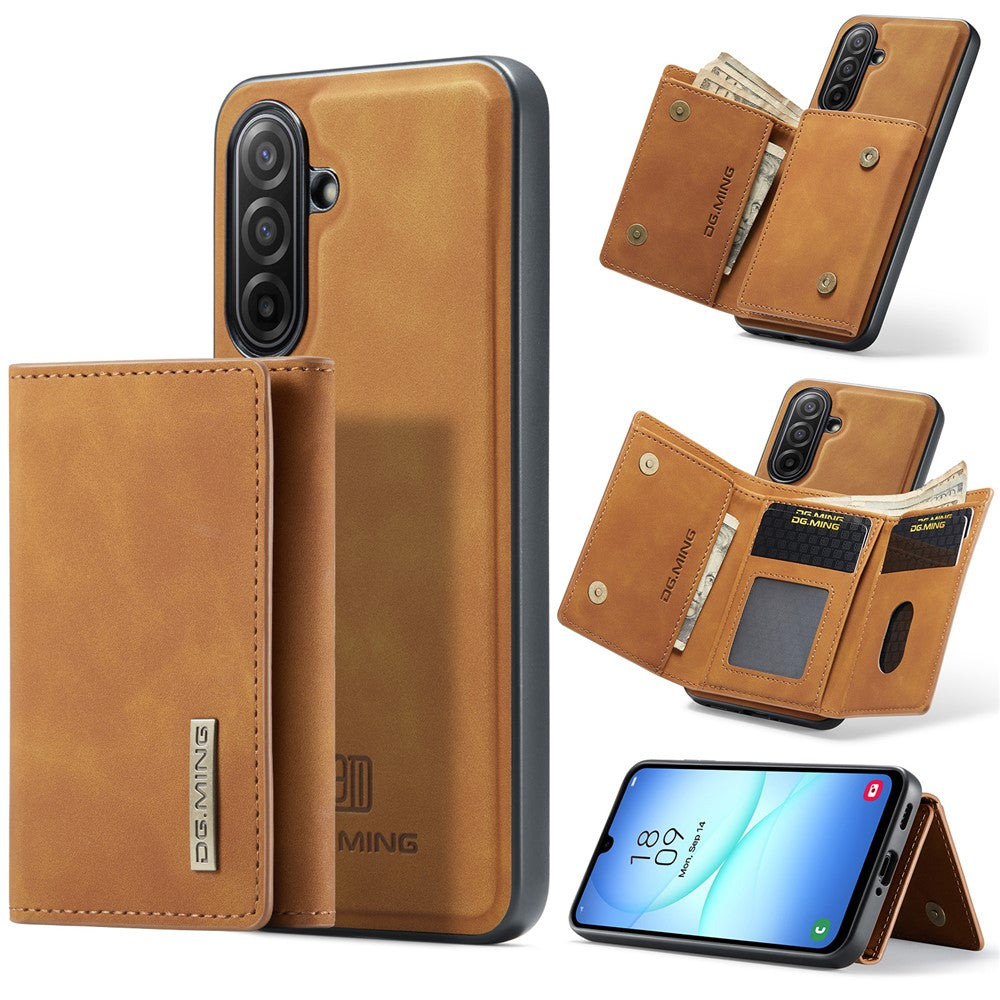 DG.MING M1 Series for Samsung Galaxy A17 5G  /  4G Case Kickstand PU Phone Cover with Detachable Wallet