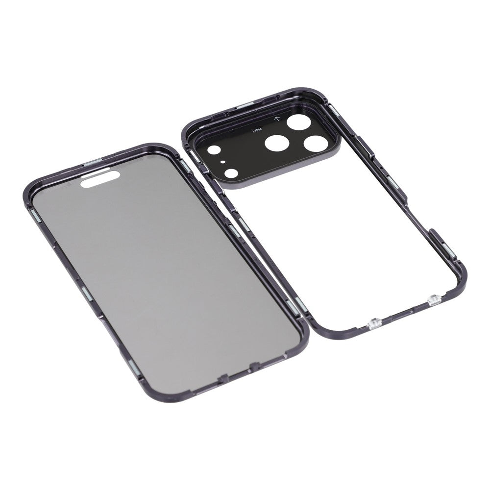 For iPhone 17 Pro Max Case Anti-Spy Double-Sided Tempered Glass + Magnetic Metal Frame Phone Cover