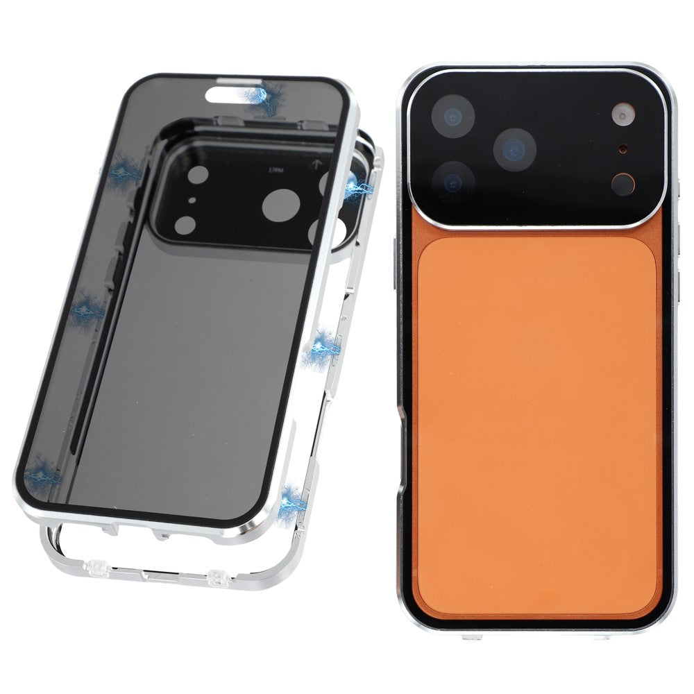 Coque anti-espion pour iPhone 17 Pro Max, double face en verre trempé et cadre magnétique en métal