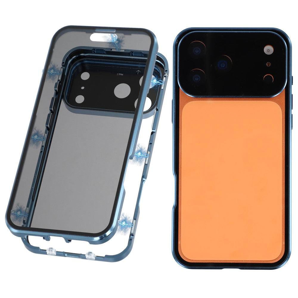 For iPhone 17 Pro Max Case Anti-Spy Double-Sided Tempered Glass + Magnetic Metal Frame Phone Cover