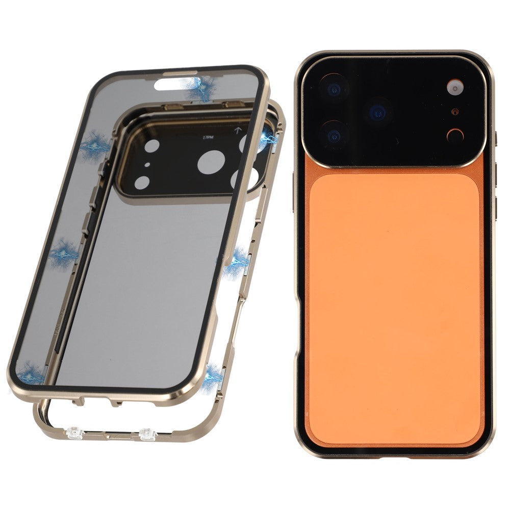 Coque anti-espion pour iPhone 17 Pro Max, double face en verre trempé et cadre magnétique en métal