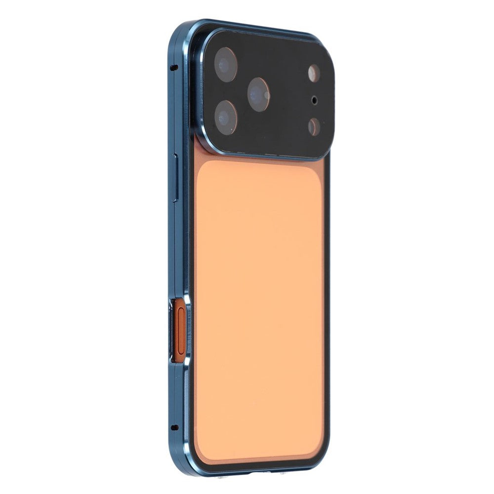Coque pour iPhone 17 Pro ultra transparente en verre trempé double face + cadre magnétique en métal