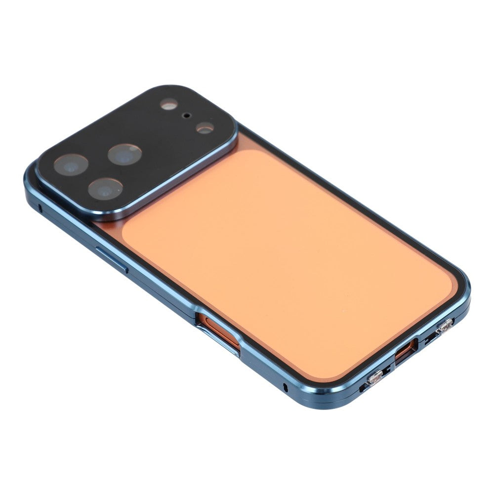 Coque pour iPhone 17 Pro ultra transparente en verre trempé double face + cadre magnétique en métal