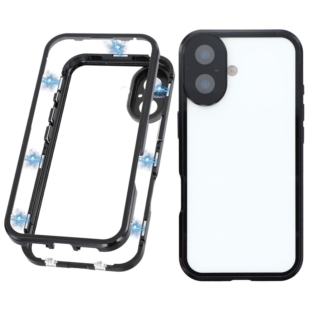 For iPhone 17 Case Ultra Clear Double-Sided Tempered Glass + Magnetic Metal Frame Phone Cover