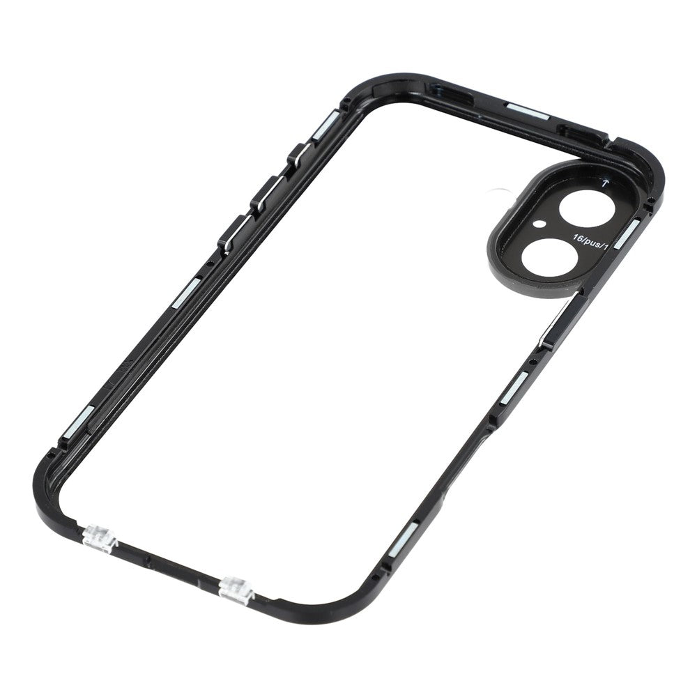 For iPhone 17 Case Ultra Clear Double-Sided Tempered Glass + Magnetic Metal Frame Phone Cover