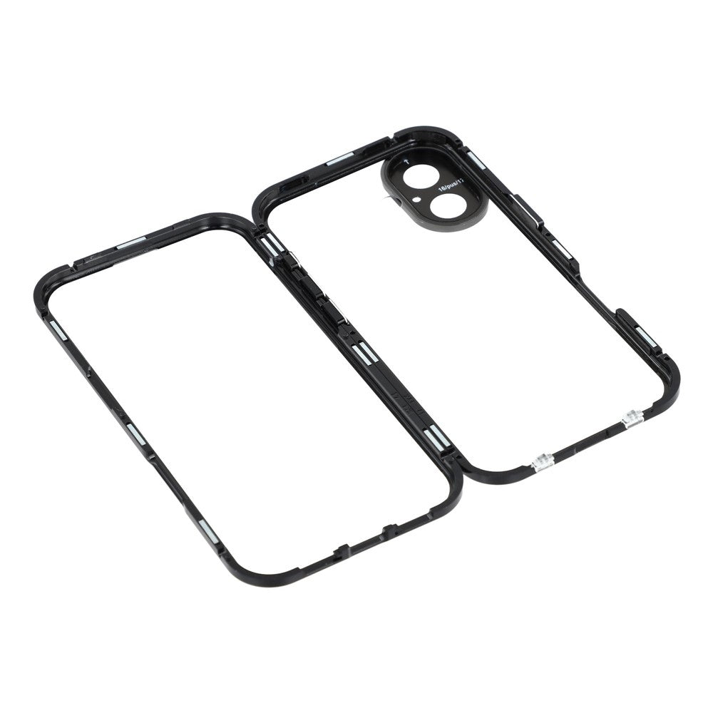 For iPhone 17 Case Ultra Clear Double-Sided Tempered Glass + Magnetic Metal Frame Phone Cover